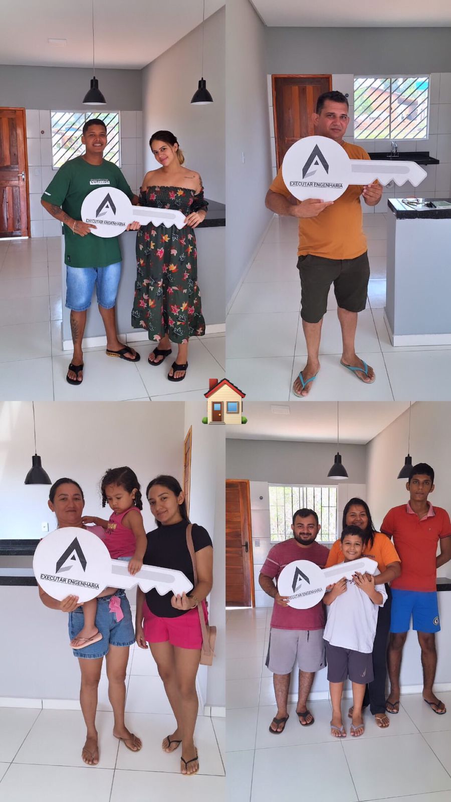 Famílias recebendo as chaves da casa pela Executar Engenharia