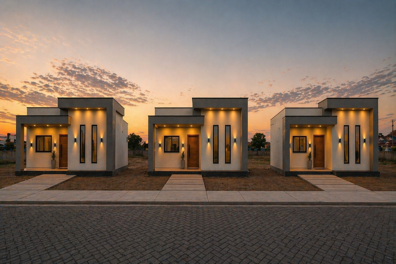 Casas Executar Engenharia com pôr do sol
